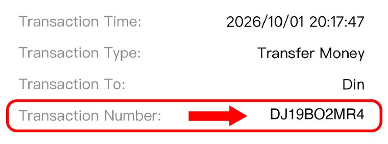 telebirr receipt with the Transaction Number highlighted